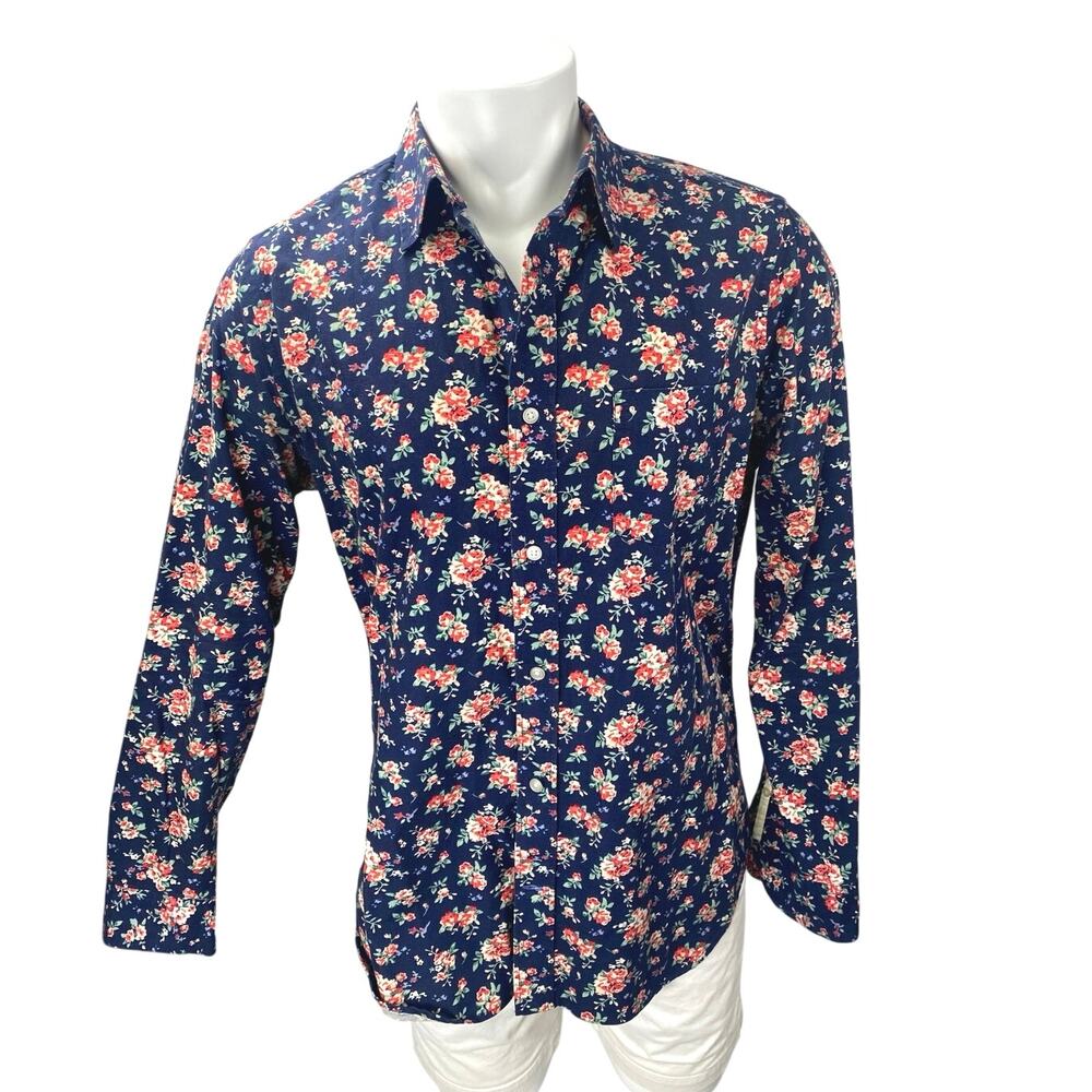 Gap The Modern Oxford Men's Blue Floral Long Sleeve Button Down Shirt Top Size L